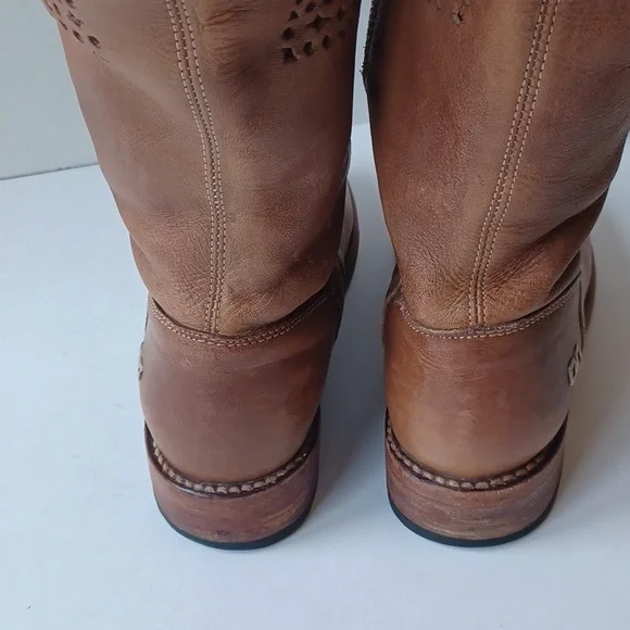 BED STU Cambridge Leather Boots Tall Tan Driftwood SZ 9 - Picture 6 of 16
